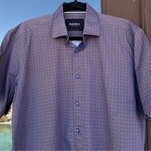 MACEOO Blue/Purple Geo Pattern Short Sleeve Shirt 4/L